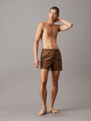 timber medium drawstring swim shorts - logo embroidery for men calvin klein