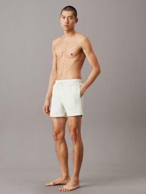 leafy fun medium drawstring swim shorts - logo embroidery for men calvin klein