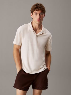 grey towelling beach polo shirt for men calvin klein