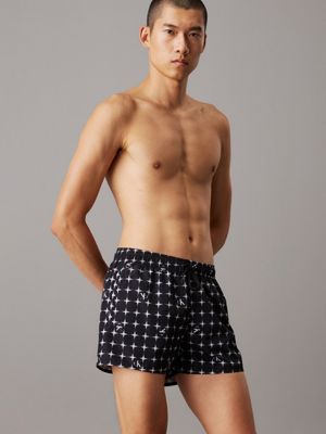 black short drawstring swim shorts - ck monogram for men calvin klein jeans