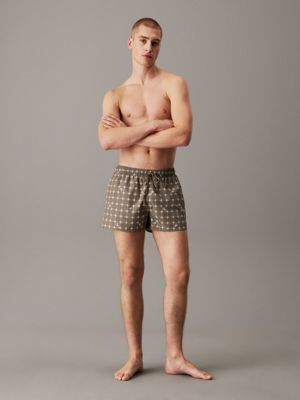 diffused logo grid green aop short drawstring swim shorts - ck monogram for men calvin klein jeans