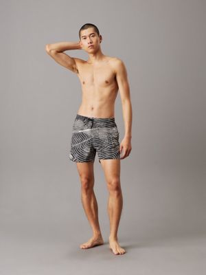 ck palm leaves medium drawstring swim shorts - ck essentials for men calvin klein