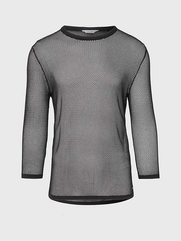 black unisex sheer knit long sleeve top for unisex calvin klein
