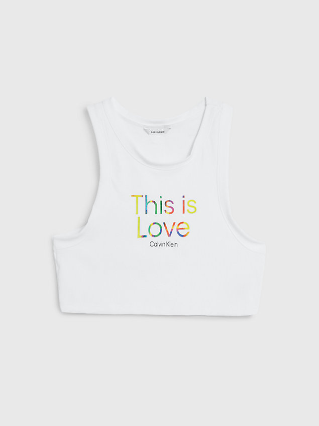 camiseta de tirantes cropped unisex - pride white de unisex calvin klein