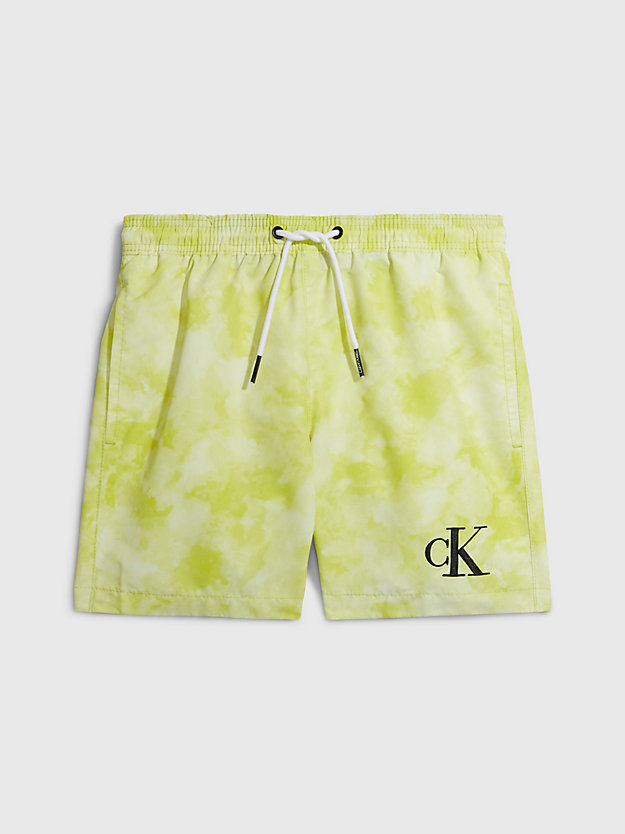 ck tie dye yellow aop boys swim shorts - authentic for boys calvin klein