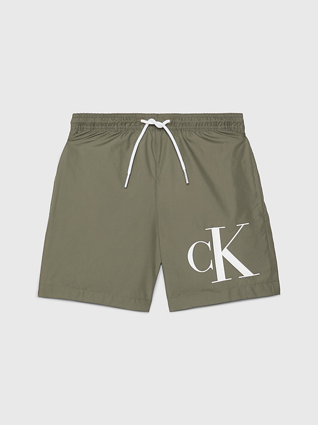 green boys swim shorts - ck monogram for boys calvin klein