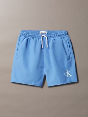 short de bain pour garçon - ck monogram blue pour garçons calvin klein jeans