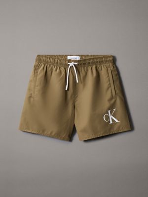 dusky green boys swim shorts - ck monogram for boys calvin klein jeans