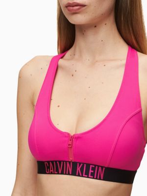 calvin klein zip bralette logo bikini top