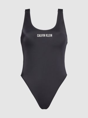 black scoop neck swimsuit