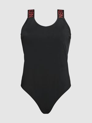 black scoop neck swimsuit