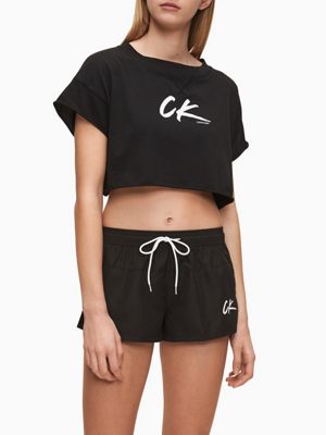 calvin klein crop top and shorts