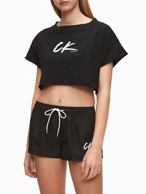 calvin klein crop top and shorts