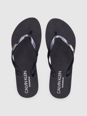 calvin klein flip flops womens black