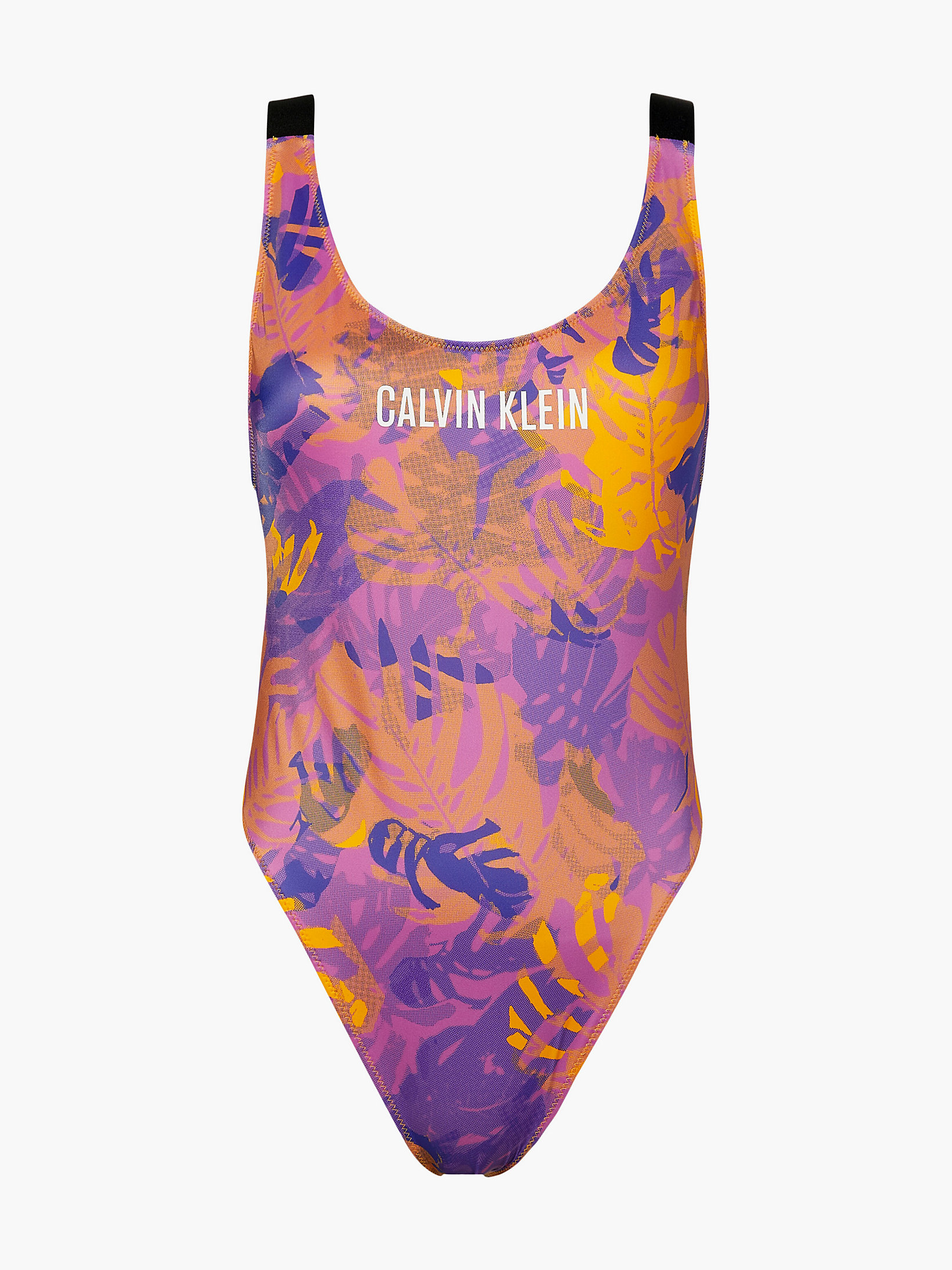 Tropical Leaf Scoop Neck Swimsuit - Intense Power undefined women Calvin Klein
