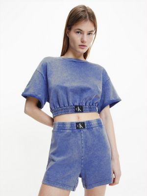 t-shirt in Blau Calvin Klein Denim Damen Bekleidung Oberteile T-Shirts 