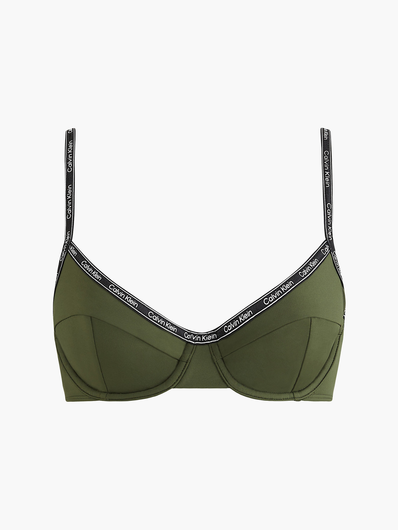 Crocodile Green Balconette Bikini Top - Logo Tape undefined women Calvin Klein