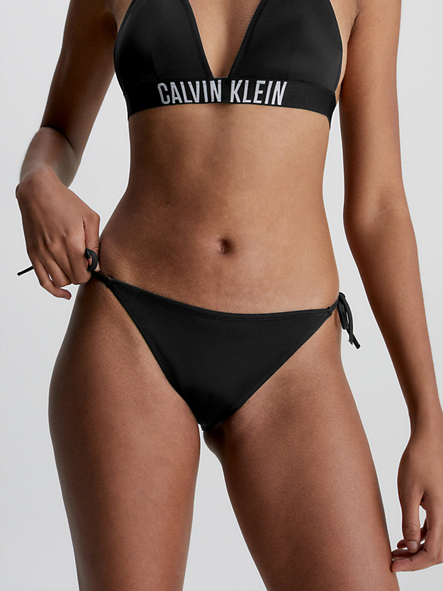 slip bikini con laccetti - intense power pvh black da donna calvin klein