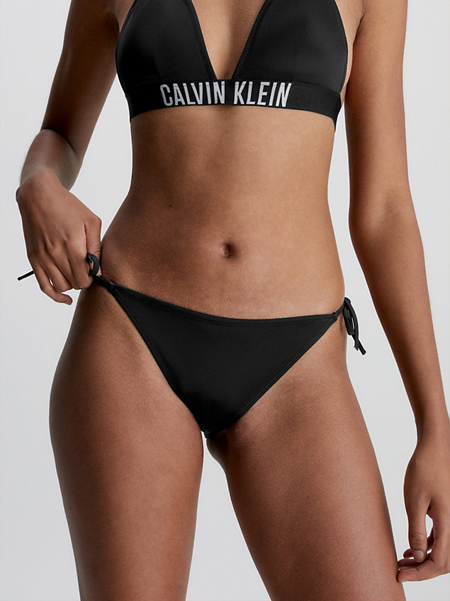 slip bikini con laccetti - intense power black da donna calvin klein