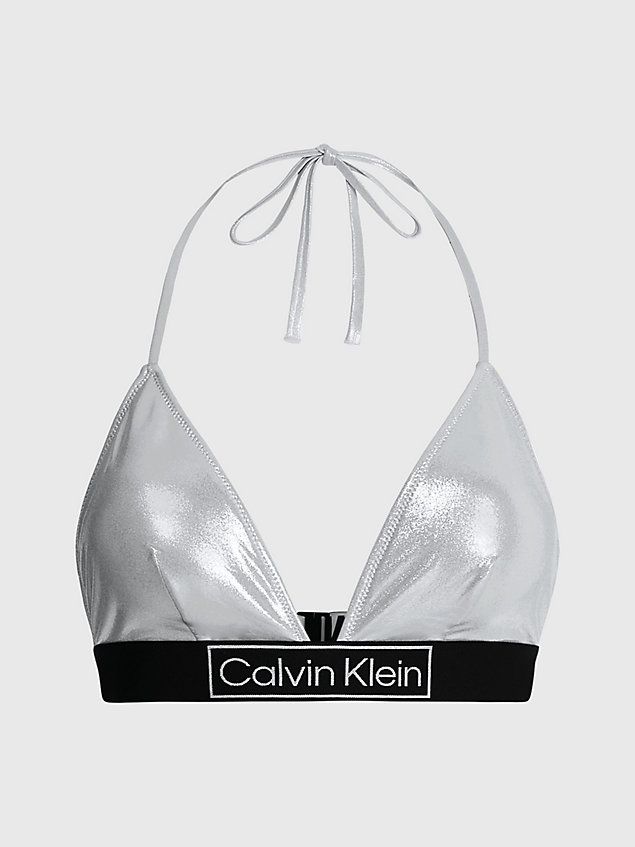 grey triangle bikini top - core festive for women calvin klein
