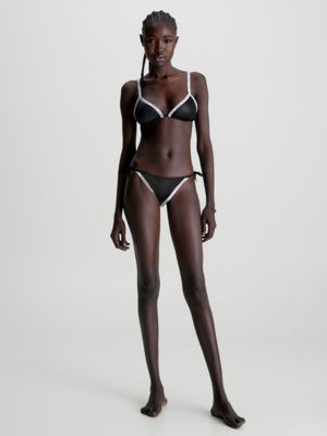 pvh black triangle bikini top - logo tape for women calvin klein
