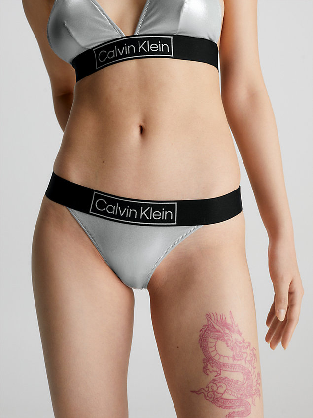 grey brazilian bikini bottom - core festive for women calvin klein