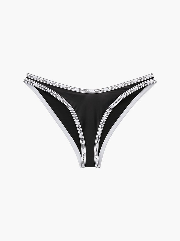 pvh black high leg bikini bottom - logo tape for women calvin klein
