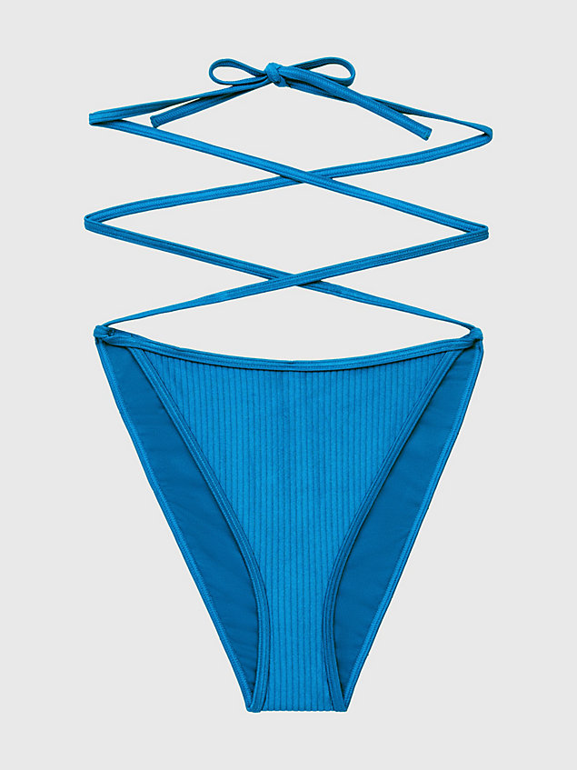 blue tie side bikini bottom - ck one for women calvin klein