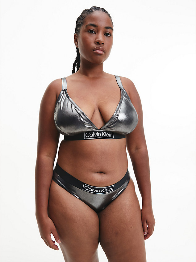 bas de bikini grande taille - core festive black pour femmes calvin klein