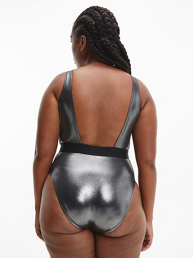 pvh black plus size scoop neck swimsuit - core festive for women calvin klein