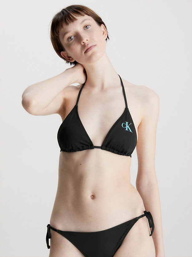 haut de bikini triangle - ck monogram pvh black pour femmes calvin klein
