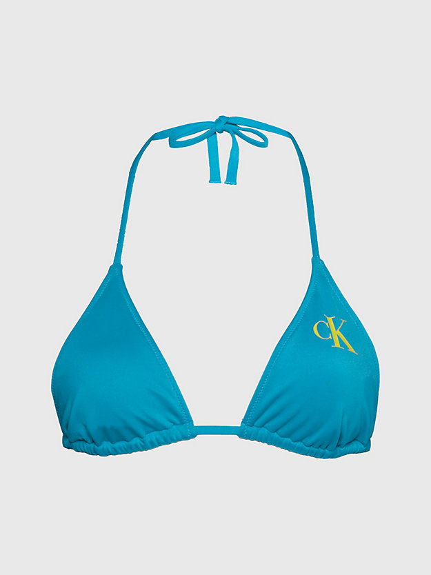 CLEAR TURQUOISE Triangle Bikini Top - CK Monogram for women CALVIN KLEIN