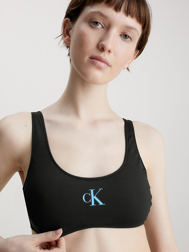 pvh black bralette bikini top - ck monogram for women calvin klein