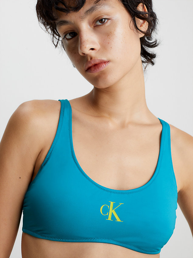 blue bralette-bikini-top - ck monogram für damen - calvin klein