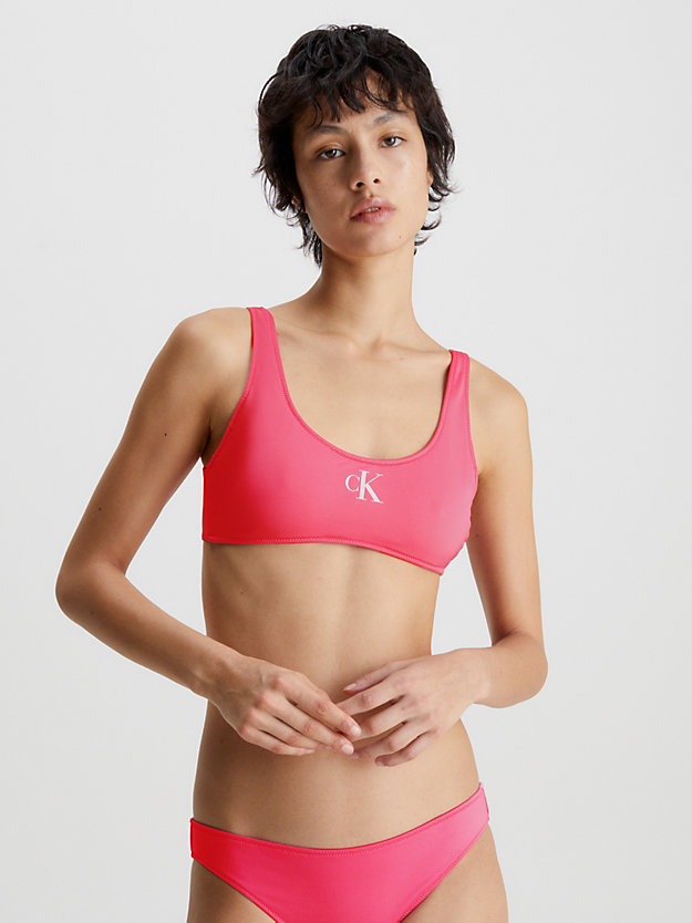 pink flash bralette bikinitop - ck monogram voor dames - calvin klein