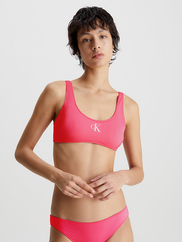 pink bralette bikini top - ck monogram for women calvin klein