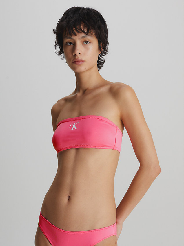 pink bandeau bikinitop - ck monogram voor dames - calvin klein