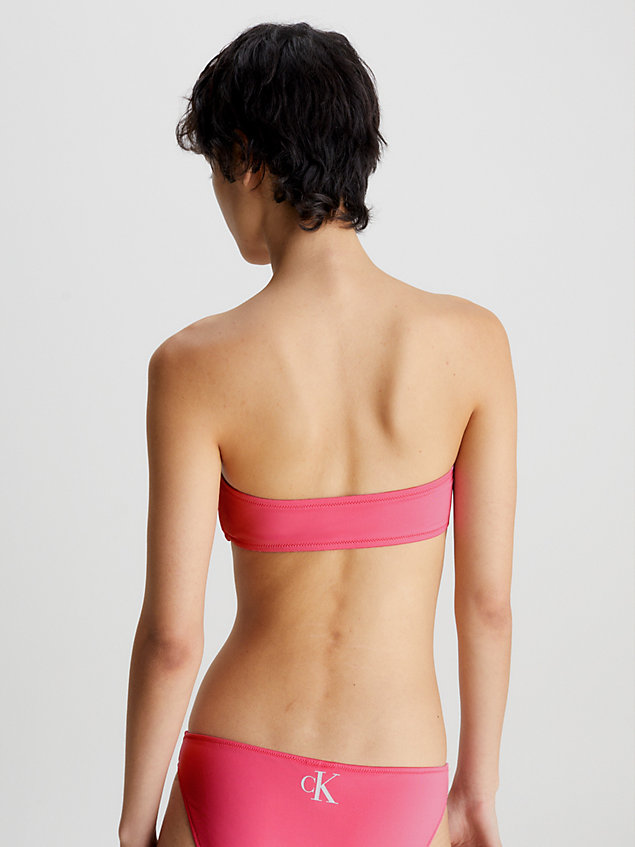 parte de arriba de bikini estilo bandeau - ck monogram pink de mujer calvin klein
