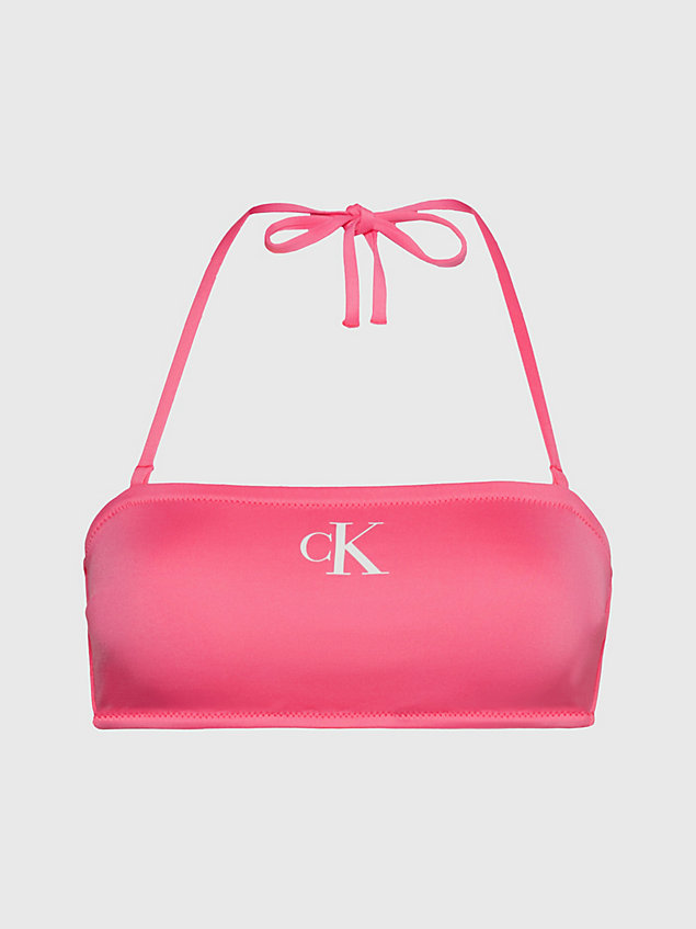 pink bandeau bikini top - ck monogram for women calvin klein