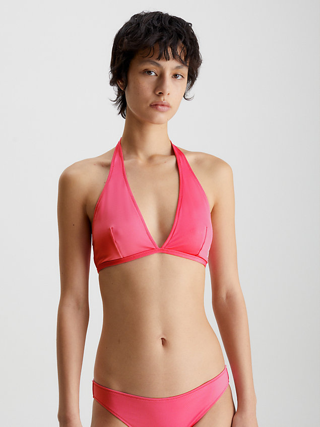 parte de arriba de bikini con cuello halter - ck monogram pink de mujer calvin klein