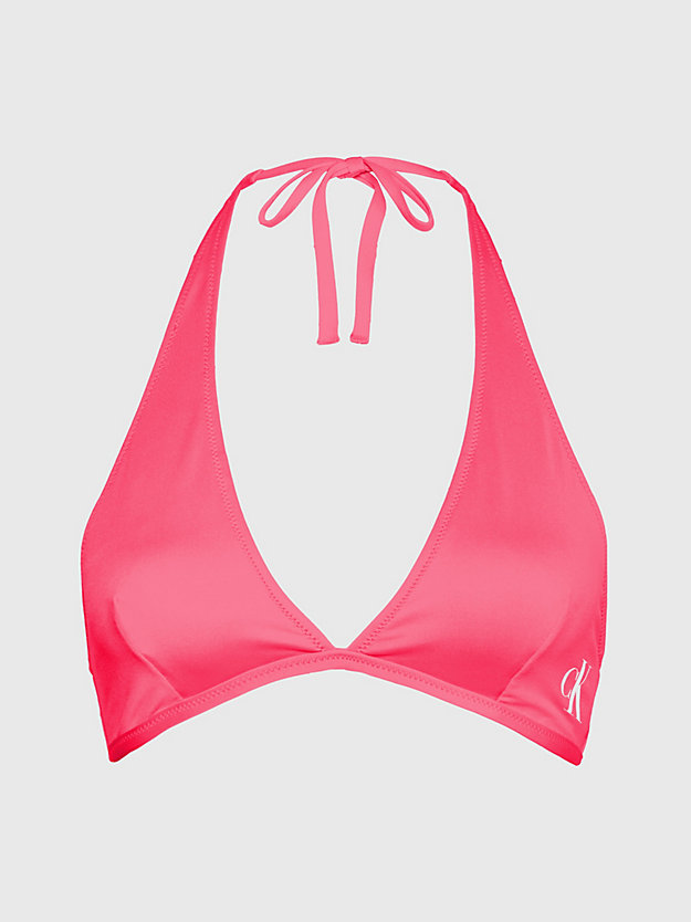 top bikini allacciato al collo - ck monogram pink flash da donna calvin klein