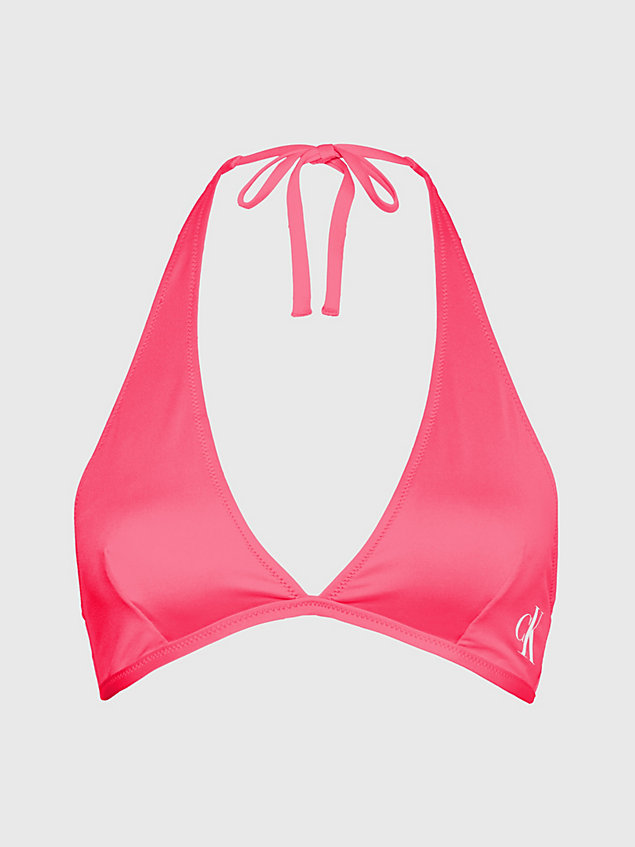pink halternek bikinitop - ck monogram voor dames - calvin klein
