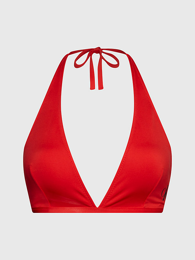 cajun red halter neck bikini top - ck monogram for women calvin klein