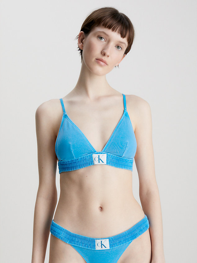 blue triangle bikini top - ck authentic for women calvin klein