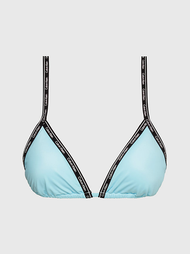 blue splendor triangle bikini top - logo tape for women calvin klein
