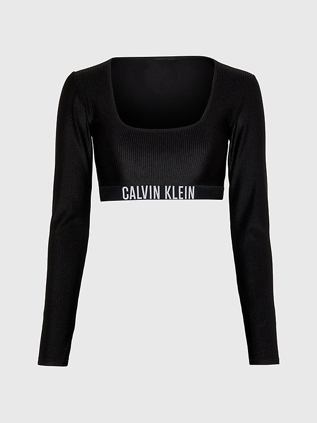 PVH BLACK Rash Guard Bikini Top for women CALVIN KLEIN