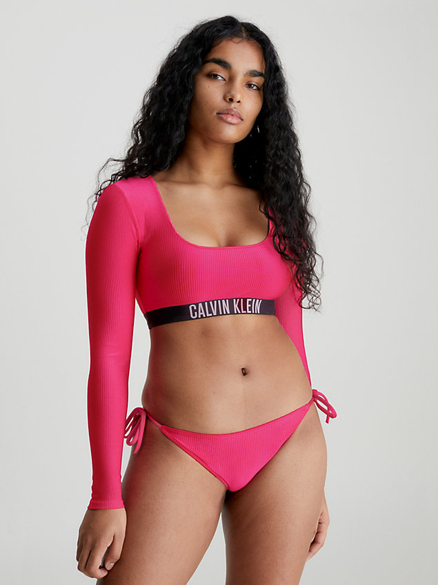 pink rash guard bikini top for women calvin klein