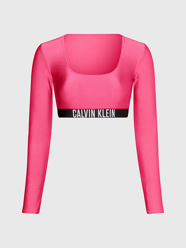 pink rash guard bikini top for women calvin klein