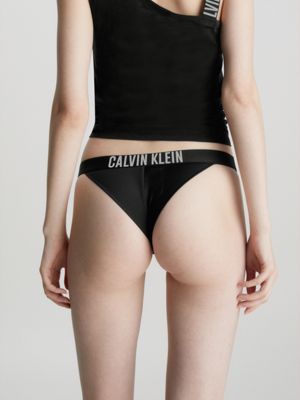 Brasiliana bikini nera con fascia con logo a contrasto di Calvin Klein in  Nero