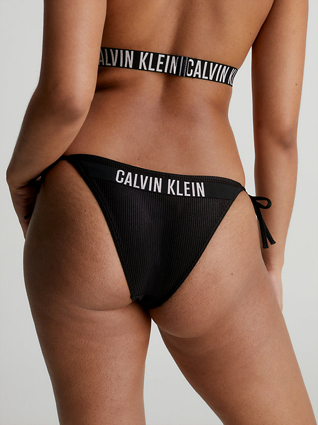 bas de bikini à nouer - intense power pvh black pour femmes calvin klein